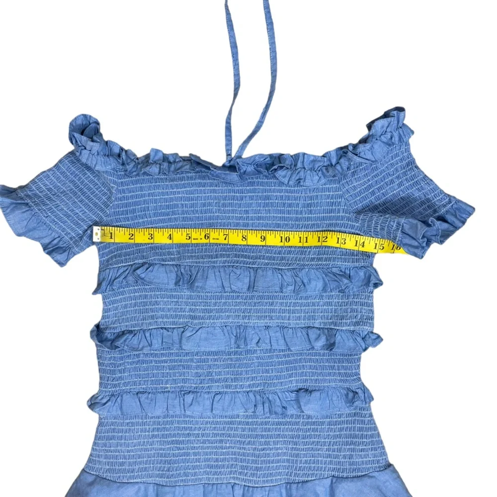 Red Carter “Casella” Smocked Chambray Off-Shoulders Dress NWT